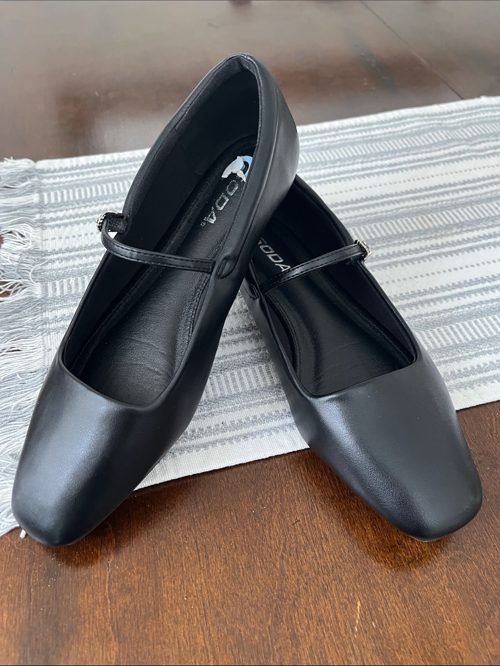 Soda Black Mary Jane Flats with Slim Strap